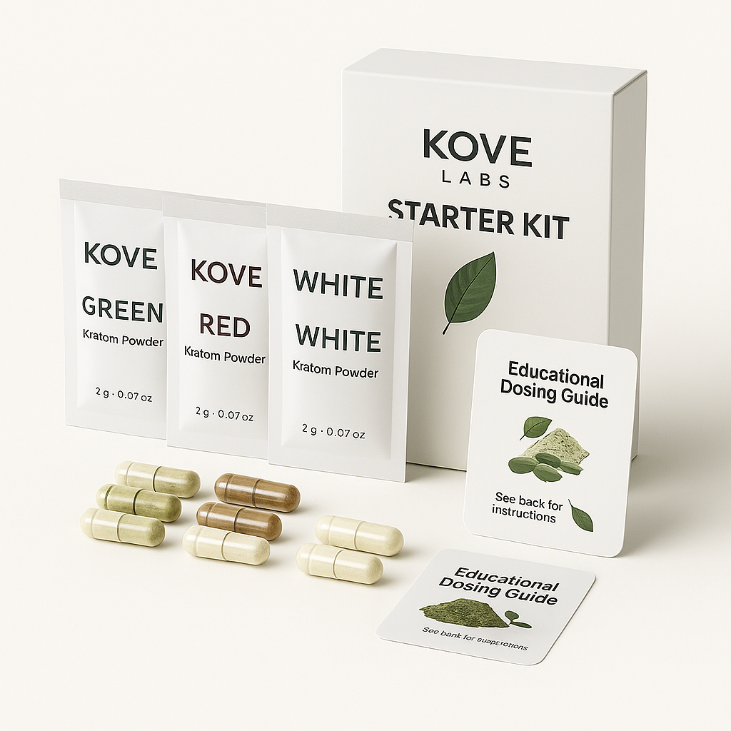 Kove Labs Starter Kit with Red, Green, and White Kratom samples
