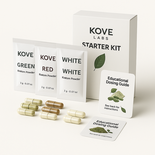 Kove Labs Starter Kit with Red, Green, and White Kratom samples